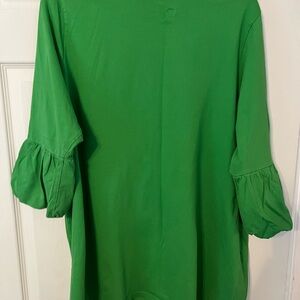 Roaman's Green Ruffled Puff Sleeve Blouse